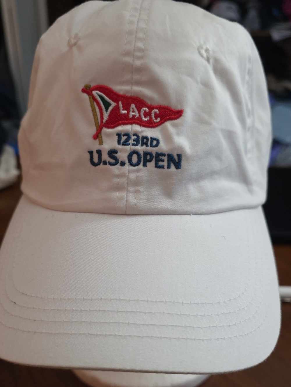 U.S. Open 123rd Embroidered Flag Golf Hat - White with Red & Navy